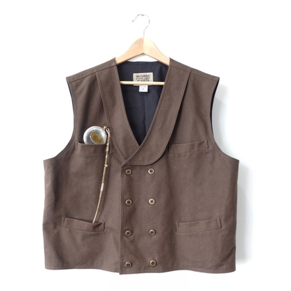 Western Vest‎ XL Brown Vintage DALVEY Compass Scotland Cowboy Safari Frontier